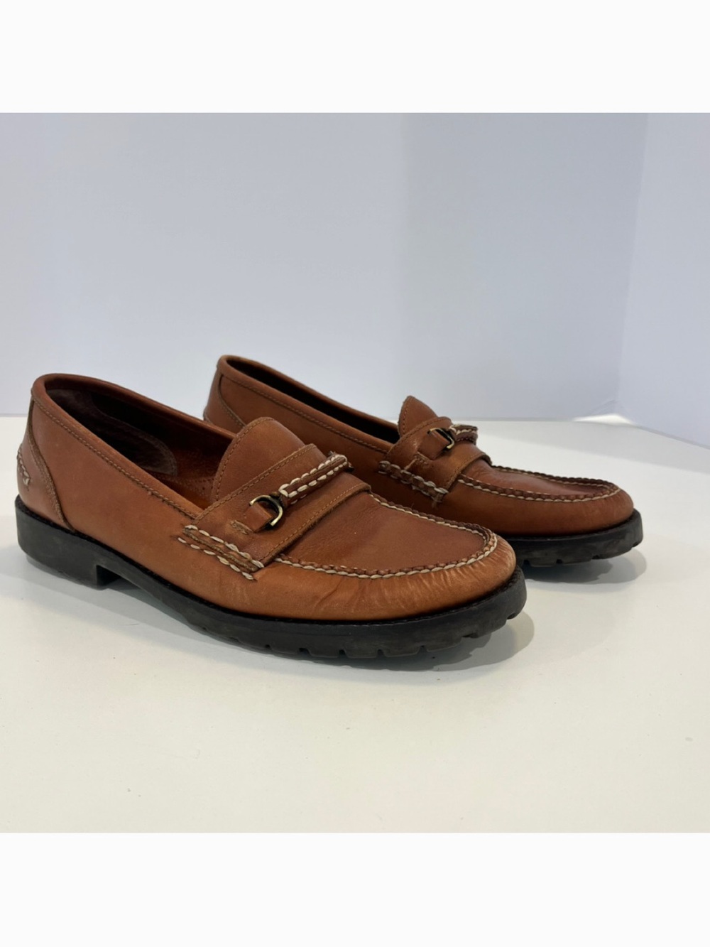 BASS Vintage Brown Leather Penny Loafers Martita - Classic Casual Slip-Ons